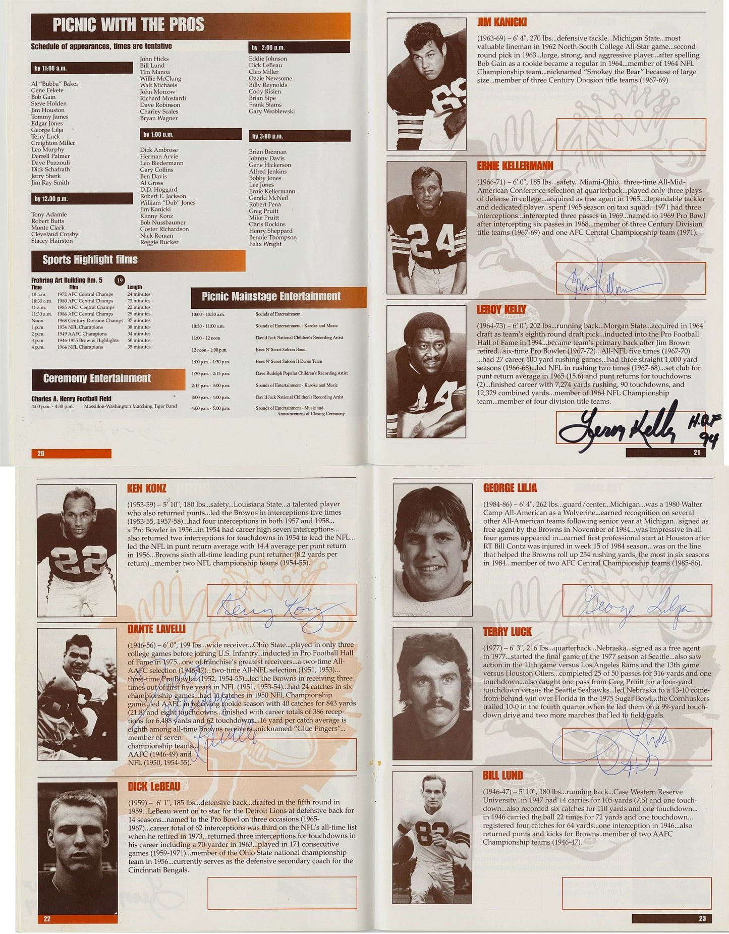 1997 Cleveland Browns Reunion Program Signed AUTO by 60 - Many Deceased