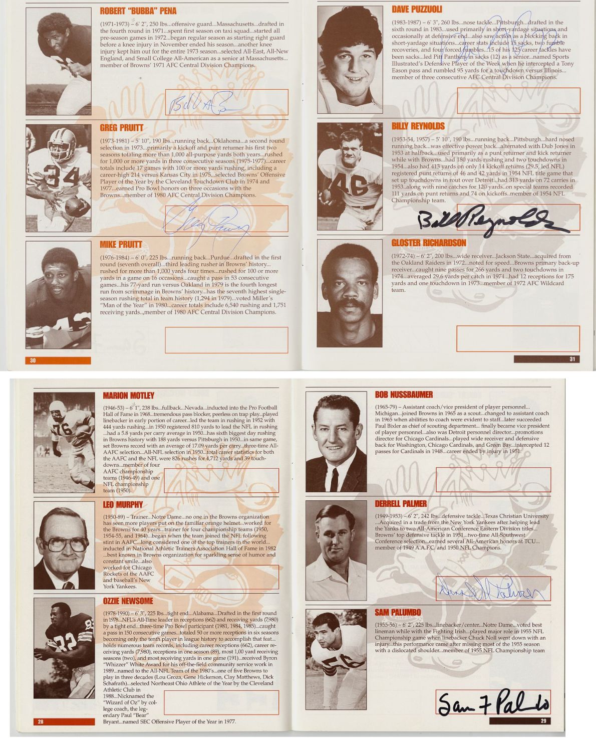 1997 Cleveland Browns Reunion Program Signed AUTO by 60 - Many Deceased