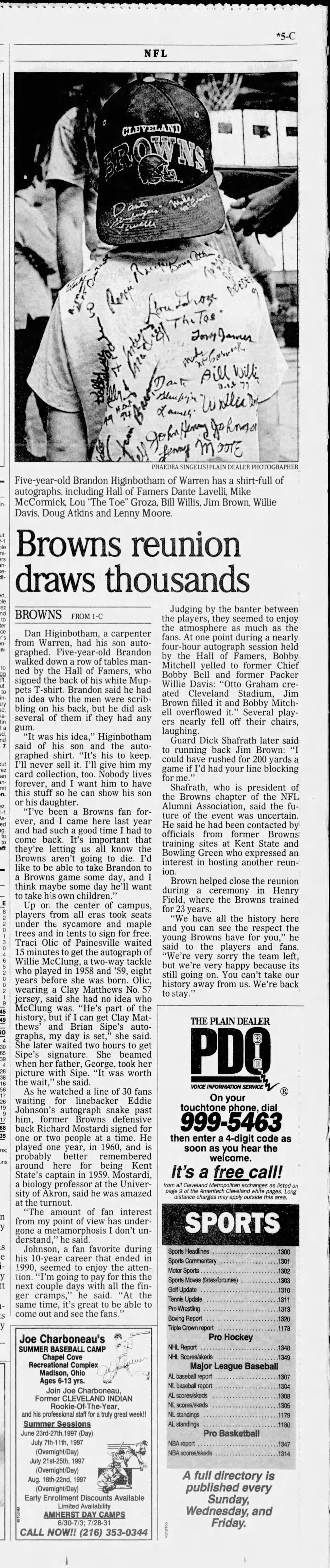 1997 Cleveland Browns Reunion Program Signed AUTO by 60 - Many Deceased