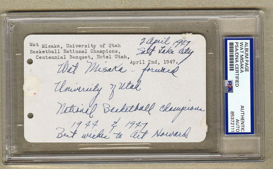 Wat Misaka Signed AUTO Album Page from 1947 Utah New York Knicks 1st Japanese American to Play in the NBA PSA/DNA