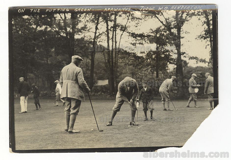 Golf Hall of Famer - Jerome Travers 1920s on the Putting Green at Apawanus Club in Rye, NY Original TYPE I Photo