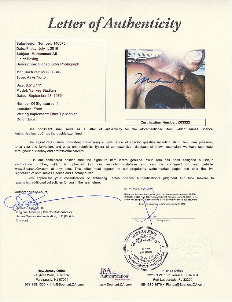 Muhammad Ali Signed AUTO 1976 On-Site Boxing Program vs Ken Norton Yankee Stadium JSA LOA