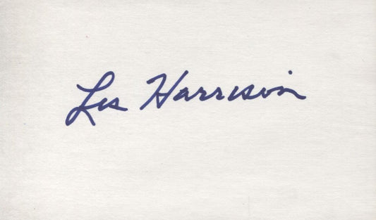 Les Harrison signed 3x5 card Rochester Royals 24 second clock Basketball HOF