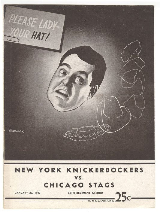 1ST Year NBA New York Knicks vs. Chicago Stags January 22, 1947 Basketball program