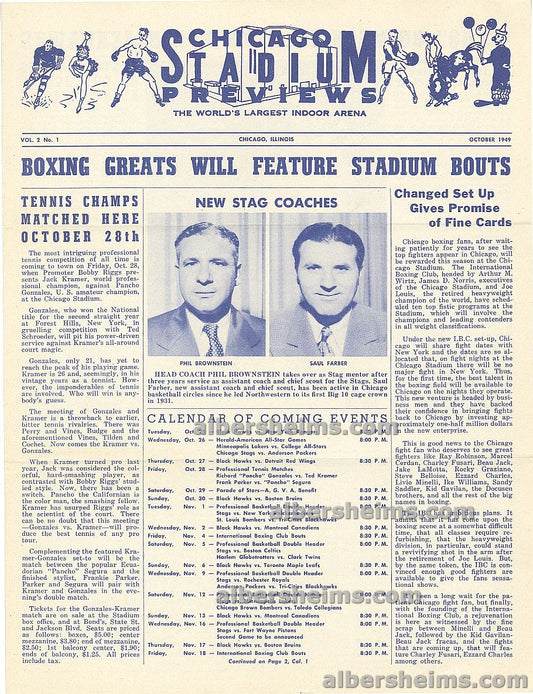 1949 Chicago Stadium Review Newsletter Volume 2 No. 1 - Stags Basketball BAA Schedule