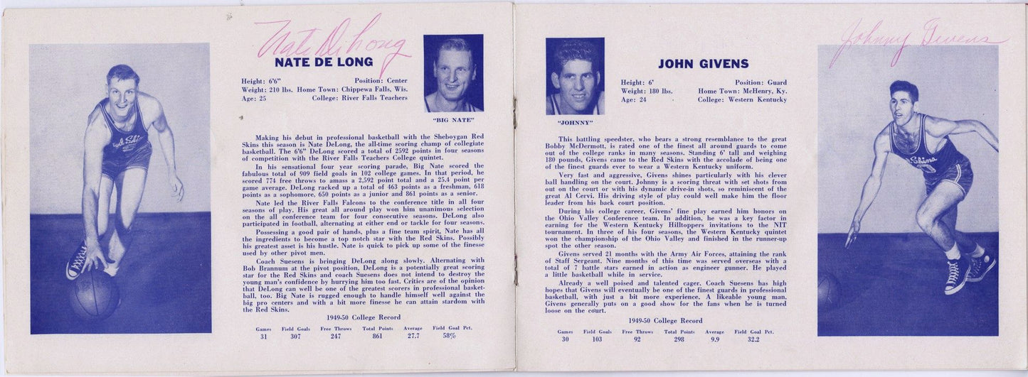 1950-51 SHEBOYGAN REDSKINS NPBL BASKETBALL TEAM SIGNED AUTO MEDIA GUIDE