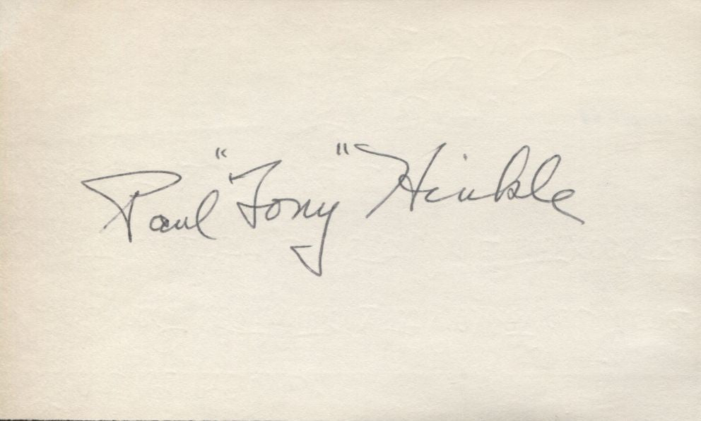 Paul Tony Hinkle signed 3x5 card Basketball HOF Deceased