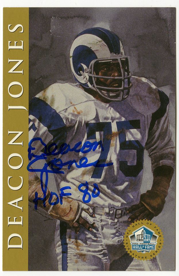 Deacon Jones Signed AUTO Ron Mix Football HOF Signature Series Card