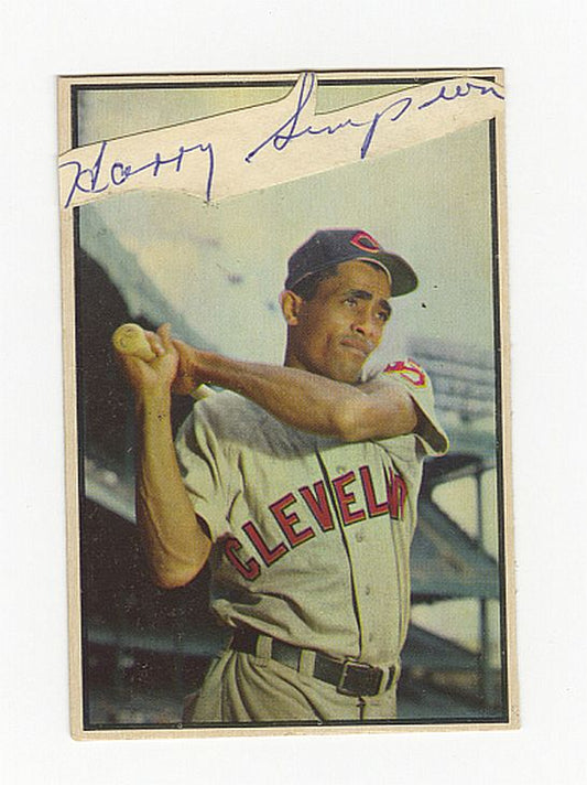 1953 Bowman Color #86 Harry Suitcase Simpson Signed AUTO Baseball Card