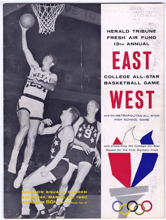 1960 East West College All-Star Game & NYC A.S. High School Game Basketball Program /w Connie Hawkins Jerry West Big O