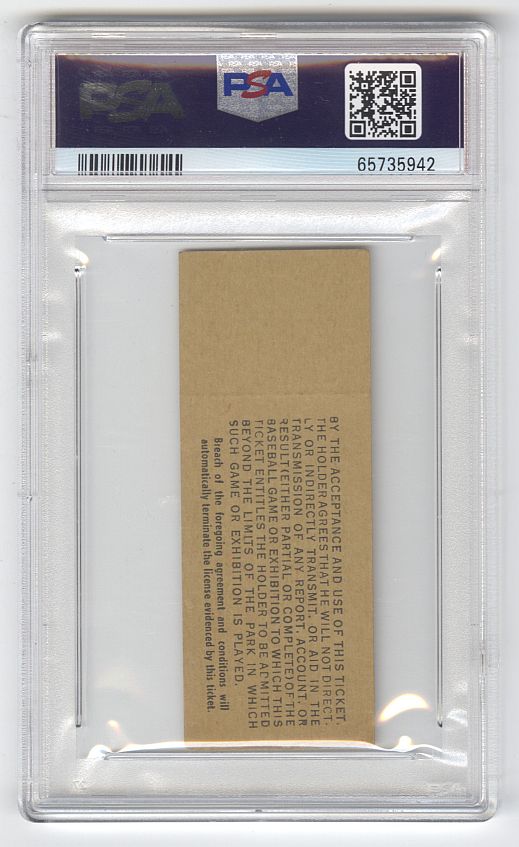 1949 Brooklyn Dodgers vs Phillies 9/24 Ticket Stub - Don Newcombe Win #16 Jackie Robinson Hit Roy Campanella HR #31 Furillo HR #32 PSA 6
