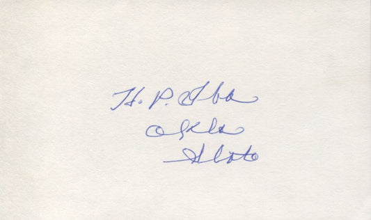 Hank Iba signed 3x5 card Oklahoma State Basketball HOF D. 1993 Olympic Coach 1972