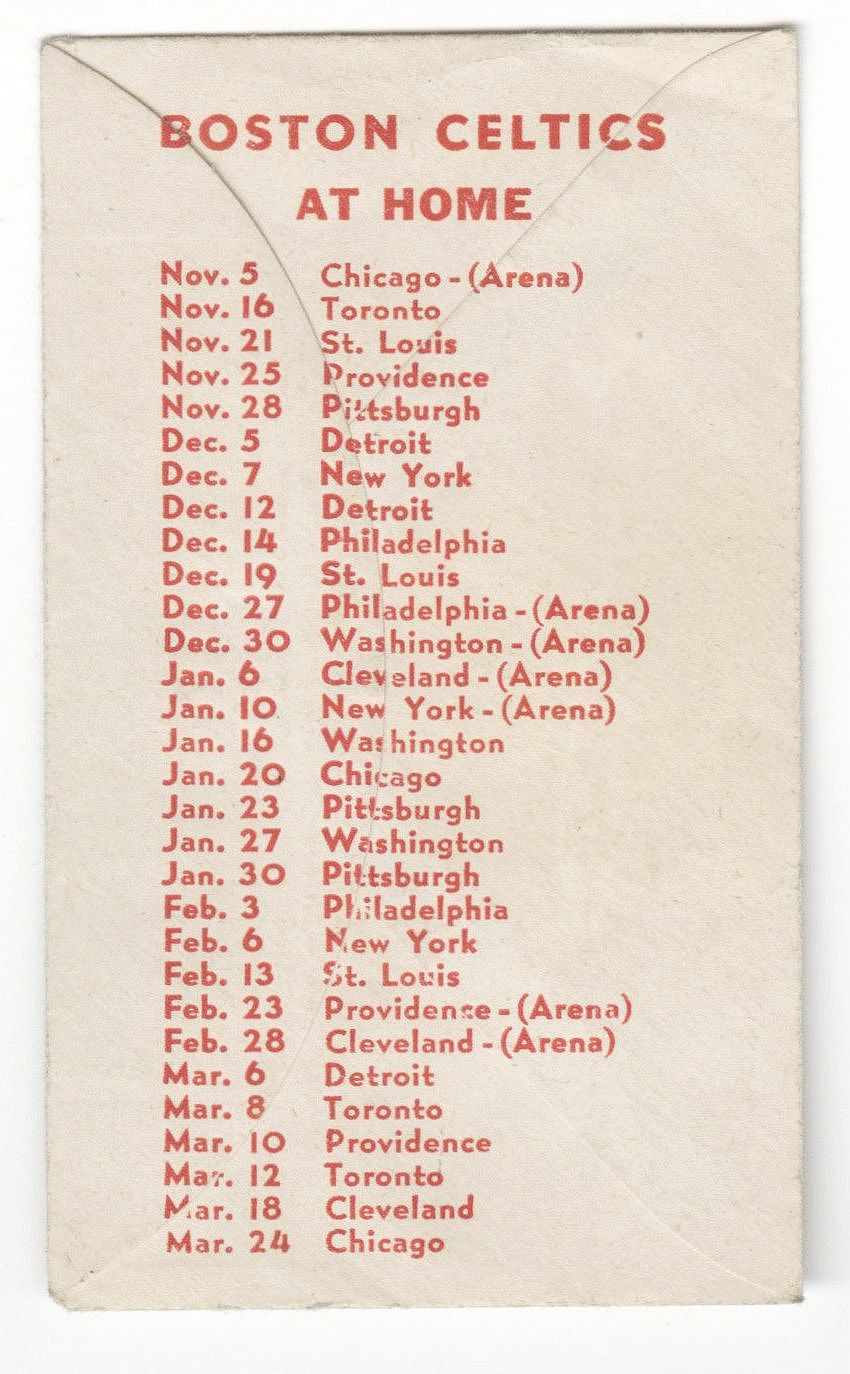 1946-47 Boston Celtics First 1st Year NBA basketball Schedule /w bonus tickets