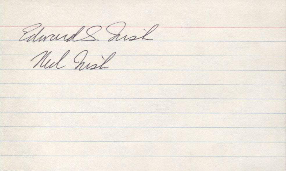 Ed Ned Irish Signed 3x5 card - Founder of NY Knicks Basketball HOF D. 1982