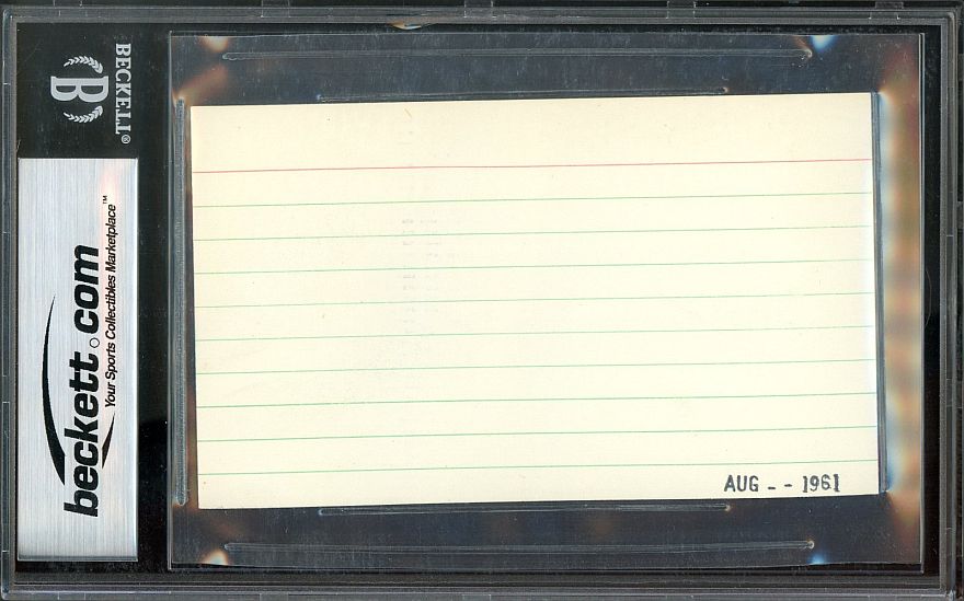 Heinie Manush Signed AUTO 3x5 Index Card Document Listing his Teams D.1971 Beckett BAS