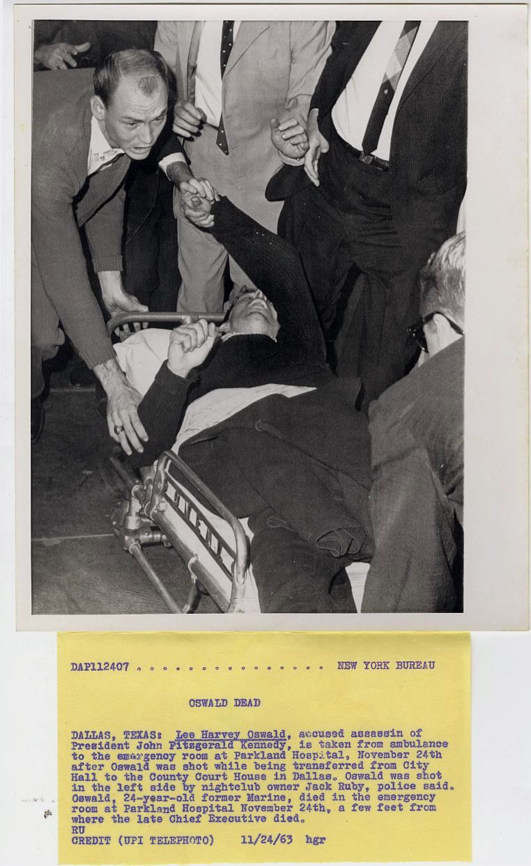 1963 Lee Harvey Oswald After Being Shot by Jack Ruby Original UPI Press Photo
