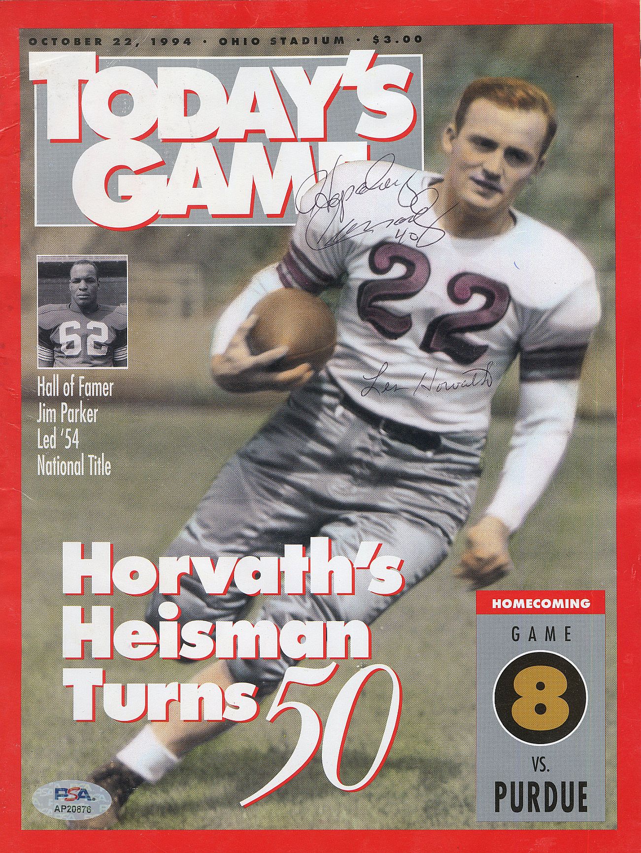 Les Horvath and Hopalong Cassady Ohio State Heisman Trophy Winners Signed AUTO program PSA/DNA