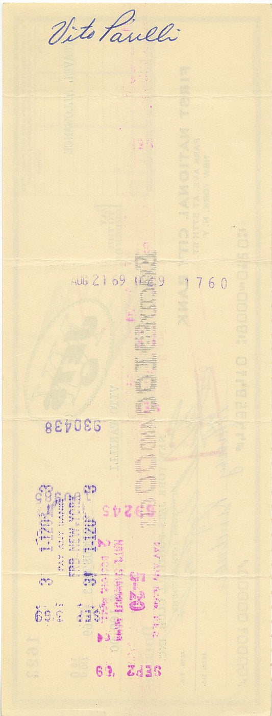 Weeb Ewbank & Vito Babe Parilli Signed AUTO 1969 New York Jets Payroll Check