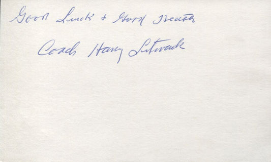 Harry Litwack signed 3x5 card D. 1999
