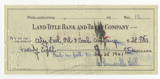 Bert Bell Signed AUTO check Pro Football Hall of Fame Eagles Steelers D.1959