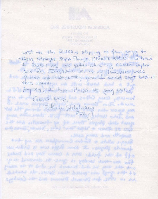 Herb Adderley Signed AUTO handwritten letter /w Incredible content Green Bay Packers Pro Football HOF