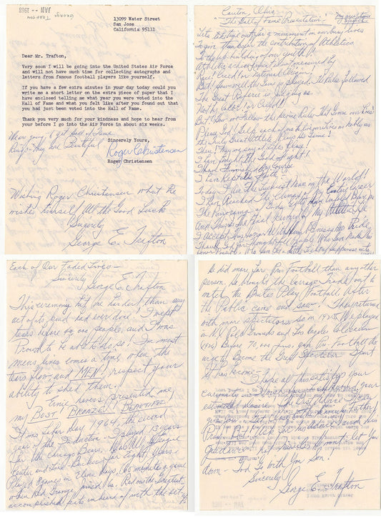 George Trafton Chicago Bears Football HOF Signed AUTO 4 Page Handwritten Letter with Incredible Football Content D.1971