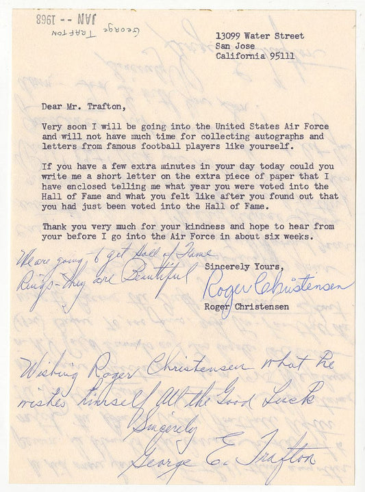 George Trafton Chicago Bears Football HOF Signed AUTO 4 Page Handwritten Letter with Incredible Football Content D.1971