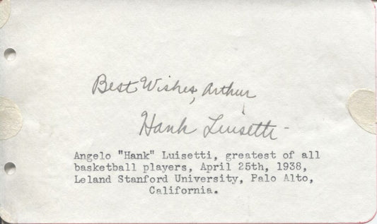 Hank Luisetti Signed Vintage Album page Basketball HOF