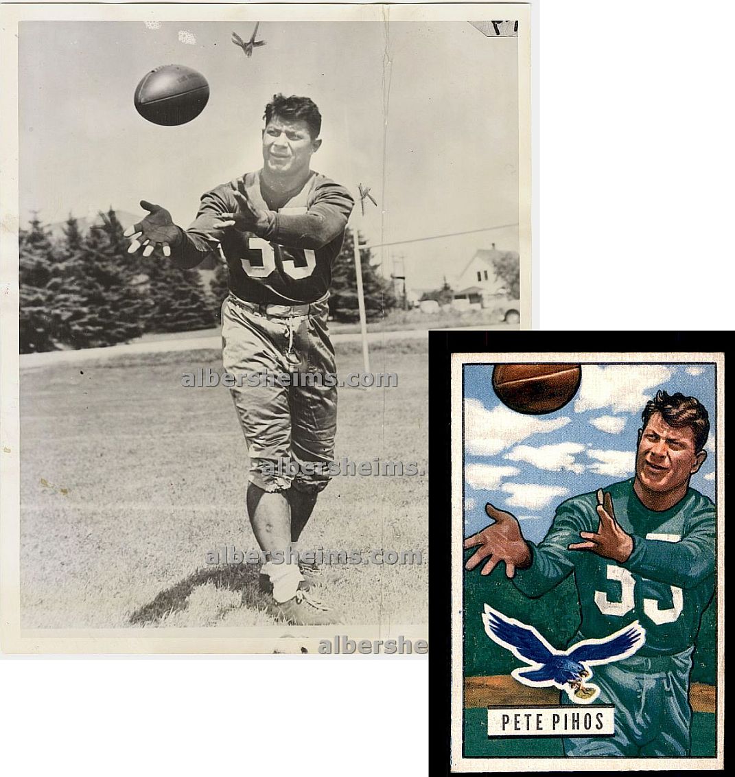 Pete Pihos Eagles Football HOF Original 1950 TYPE I Photo Used for 1951 Bowman Football Card