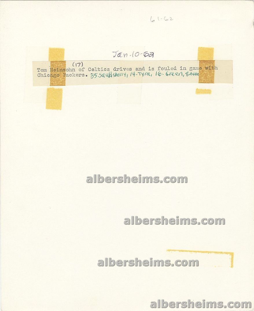 1962 Tom Heinsohn Boston Celtics Fouled vs. Chicago Packers Original TYPE I Photo