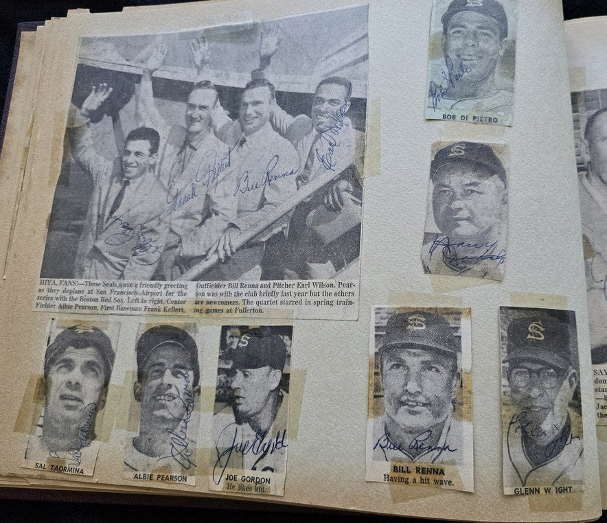 1950s Pacific Coast League San Francisco Seals Scrapbook /w Approximately 300 Autographs 14 X Joe Gordon HOF