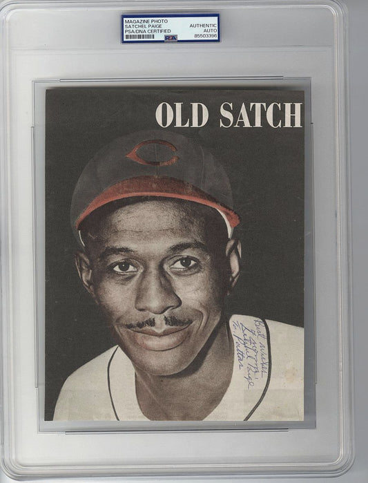 1948 Satchel Paige SIGNED AUTO Sport Magazine Photo Rookie Shot PSA/DNA