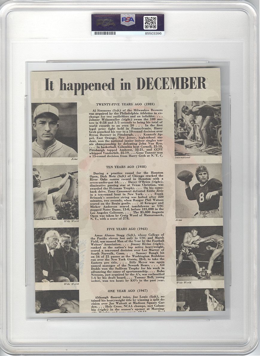 1948 Satchel Paige SIGNED AUTO Sport Magazine Photo Rookie Shot PSA/DNA