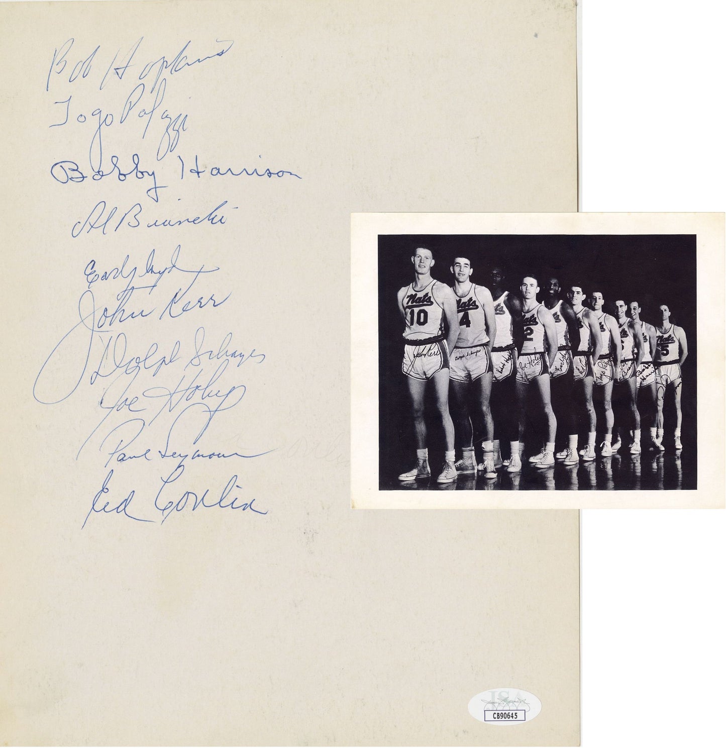 1956-57 Syracuse Nationals Team Signed Photo /w 10 Autographs JSA COA