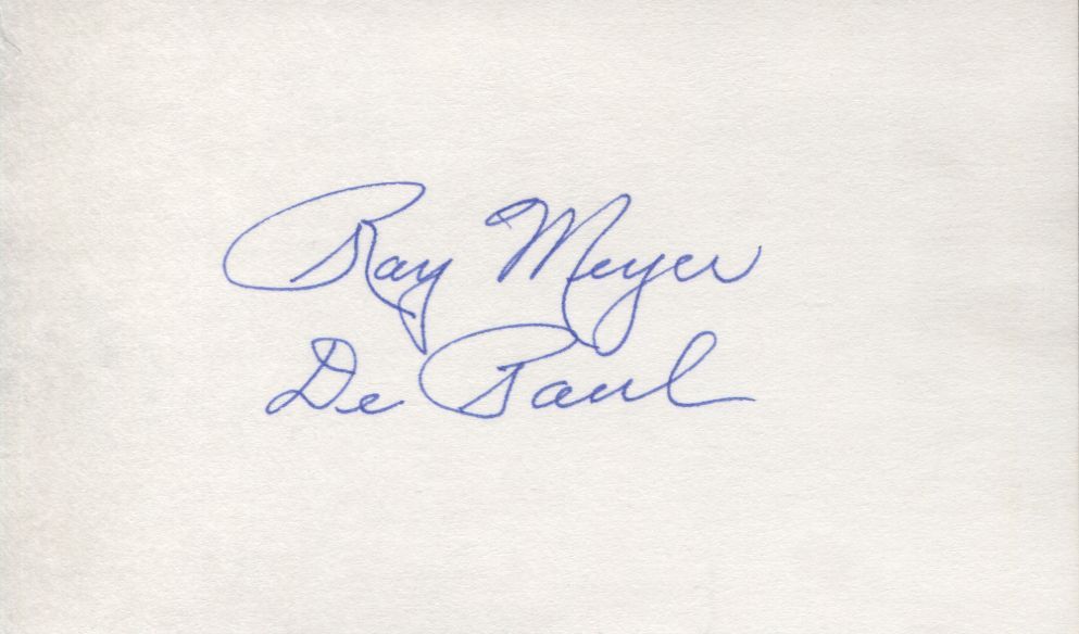 Ray Meyer signed 3x5 card Basketball HOF Deceased