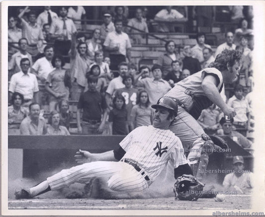 1972 Thurman Munson Yankees Catching Legend Slides into Home Original TYPE I Photo