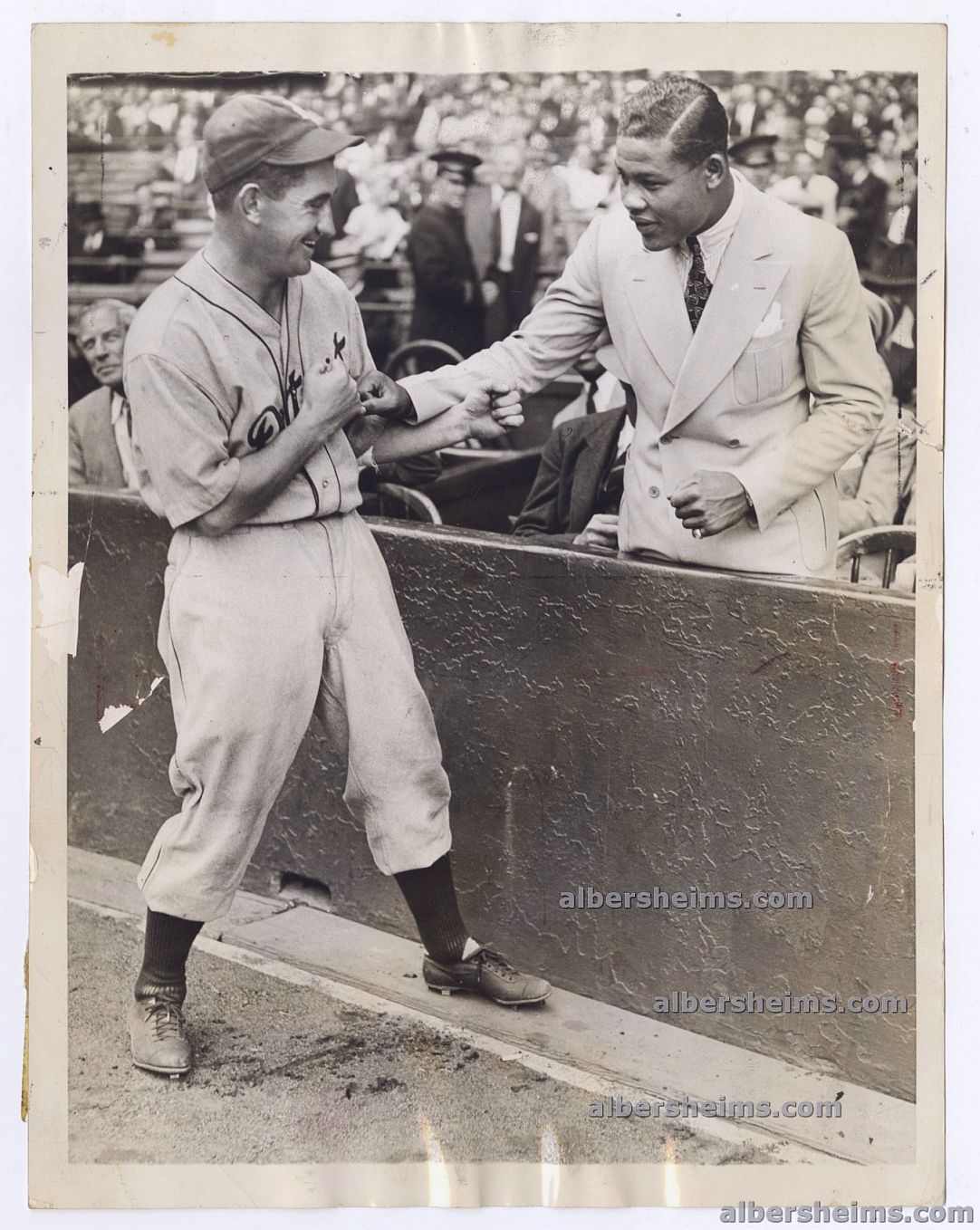 1935 Mickey Cochrane "Boxes" The Brown Bomber - Joe Louis Original TYPE I Photo