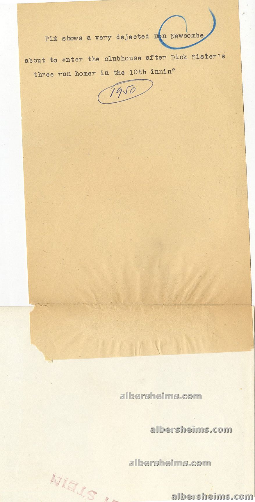 1950 Don Newcombe Barney Stein Brooklyn Dodgers Original TYPE I Photo