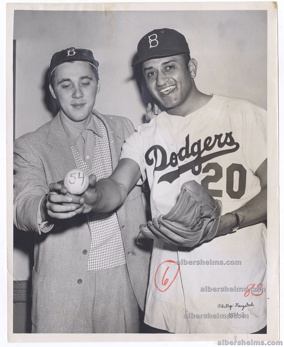 1954 Brooklyn Dodgers Pitching Aces - Don Newcombe & Billy Loes Original Type I Photo Signed by Photographer Barney Stein