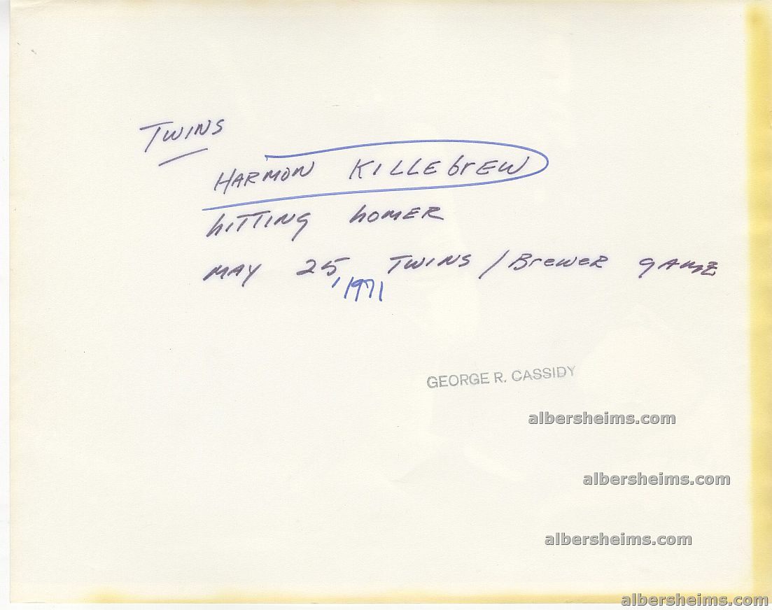 1971 Harmon Killebrew Hits Career Home Run #492 Original TYPE I Photo by George Cassidy