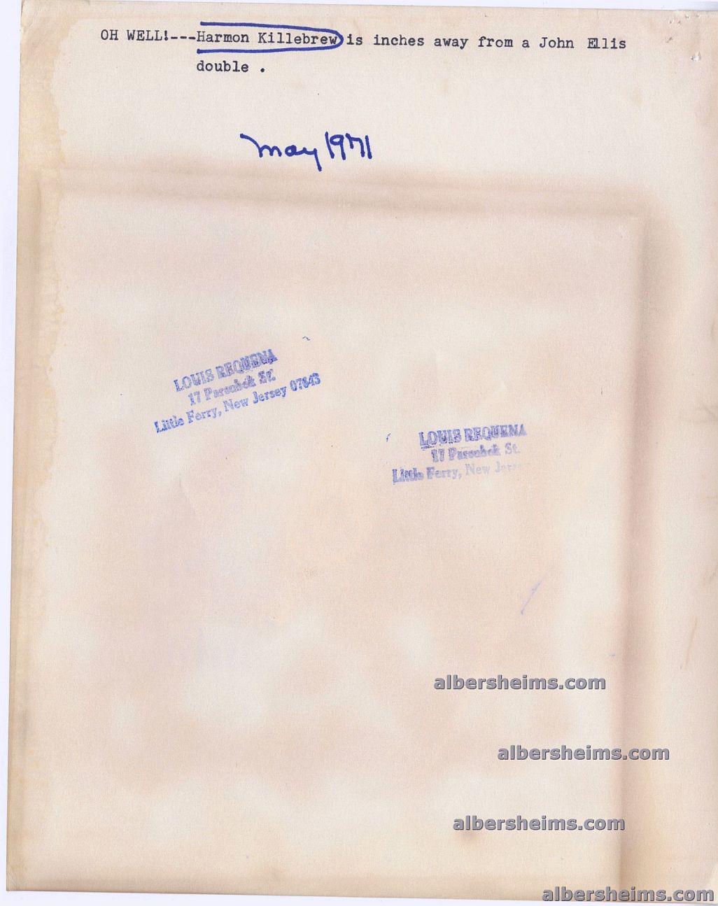 1971 Harmon Killebrew Fails at his Impression of Brooks Robinson Original TYPE I Photo by Louis Requena