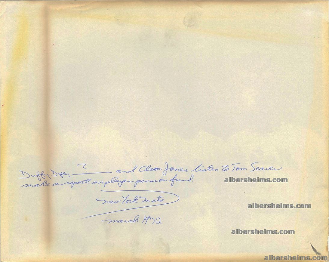 1972 Tom Seaver NY Mets with Duffy Dyer & Cleon Jones Original TYPE I Photo