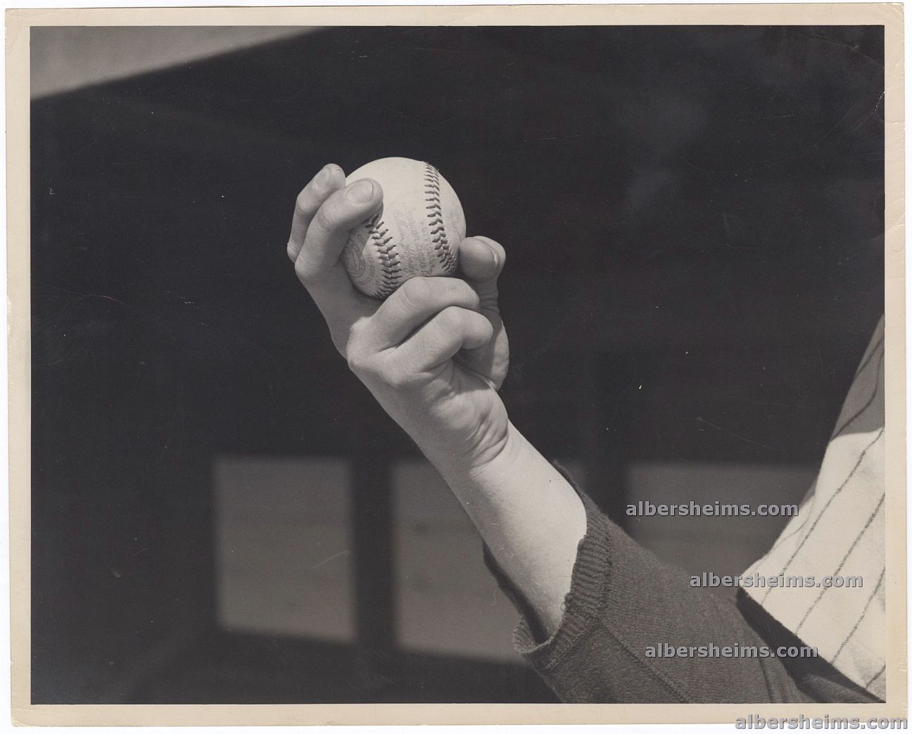 1940s Vic Raschi Yankees Pitching Ace Curve-Ball Pitching Grip Close Up, "Baseball As Art" Original TYPE I Photo