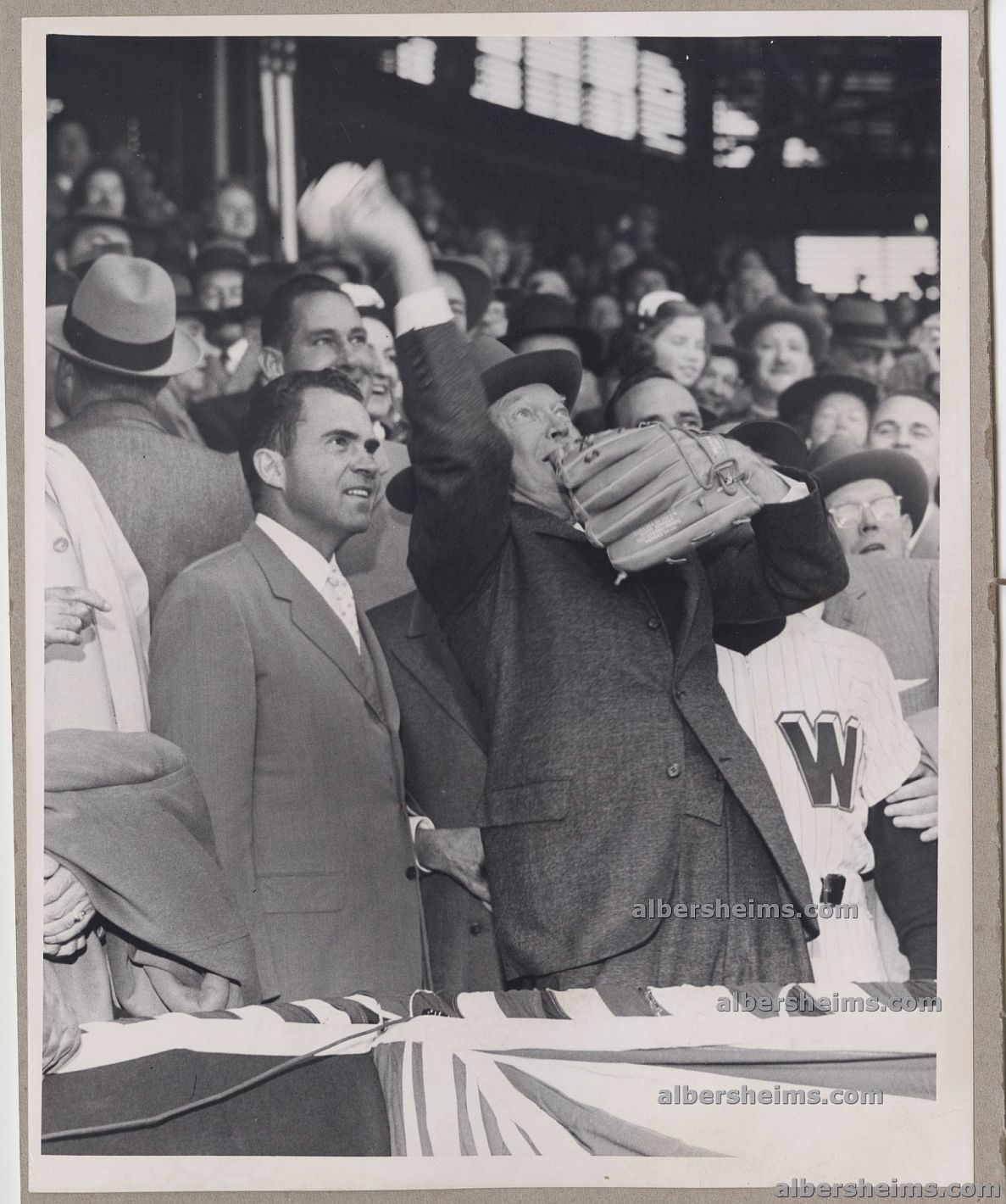 1957 Washington Senators Opening Day - President Eisenhower Throws Out First Pitch Original TYPE I Photo