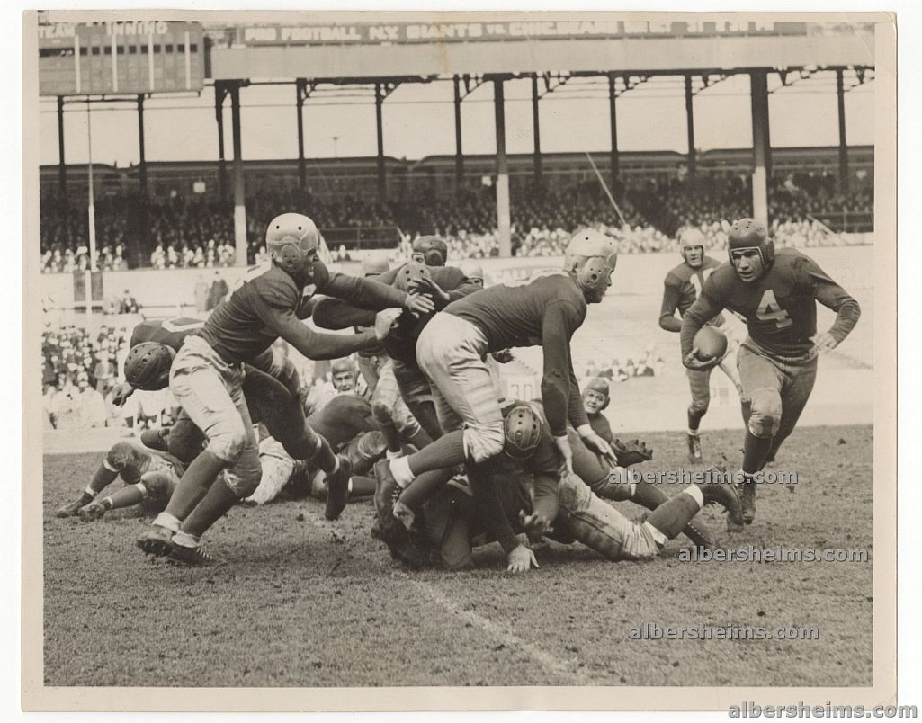 1937 Future Pro Football HOFer - Tuffy Leemans of the NY Giants Runs Through the NFL's Brooklyn Dodgers Original TYPE I Photo