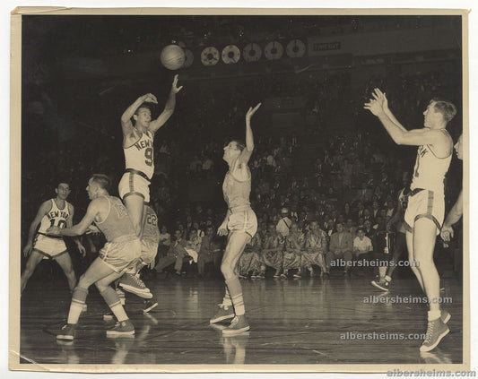 Early 1950s New York Knicks vs Minneapolis Lakers HOFers Jim Pollard Harry Gallatin Action Play Original TYPE I Photo by William Jacobellis