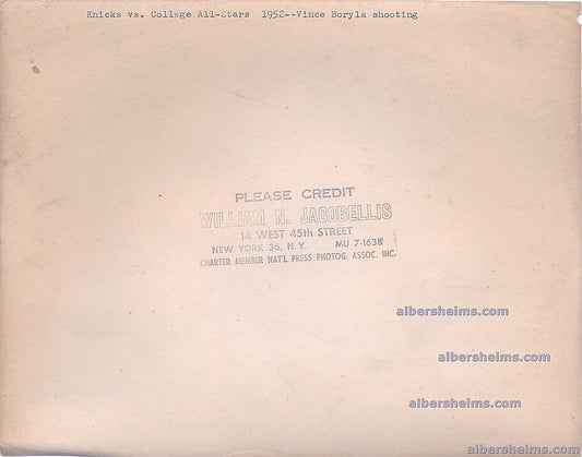 1952 New York Knicks vs College All-Stars with Sweetwater Clifton Original TYPE I Photo by William Jacobellis