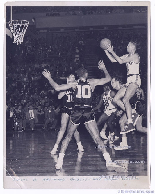 1952 New York Knicks Carl Braun Shoots vs Baltimore Bullets Davage Minor Sweetwater Clifton Original TYPE I Photo by William Jacobellis