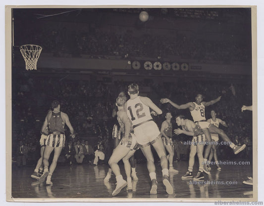 1952 New York Knicks vs College All-Stars Sweetwater Clifton Lands on the Back of Dick Groat Original TYPE I Photo by William Jacobellis
