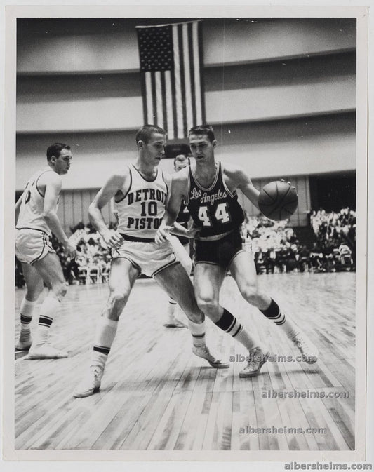 1962 Jerry West Dribbles Around Pistons All-Star Don Ohl Original TYPE I Photo